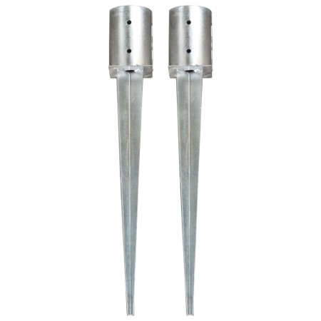 Ground spikes 2 units silver galvanized steel 10x76 cm by vidaXL, Spikes for anchoring in the ground - Ref: Foro24-145431, Pr...