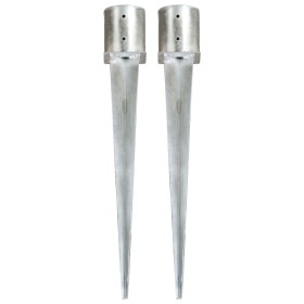 Ground spikes 2 units silver galvanized steel 12x91 cm by vidaXL, Spikes for anchoring in the ground - Ref: Foro24-145433, Pr...