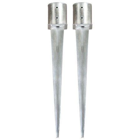 Ground spikes 2 units silver galvanized steel 12x91 cm by vidaXL, Spikes for anchoring in the ground - Ref: Foro24-145433, Pr...