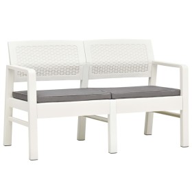 2-seater garden bench with white plastic cushions 120 cm by vidaXL, garden benches - Ref: Foro24-48821, Price: 166,64 €, Disc...