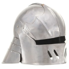 Réplica de casco de caballero medieval antiguo LARP acero plata de vidaXL, Armas coleccionables - Ref: Foro24-286215, Precio:...