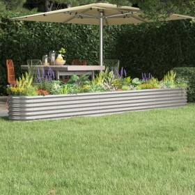 Steel flowerbed planter powder coated silver 332x40x36 cm by vidaXL, Pots and planters - Ref: Foro24-318887, Price: 73,28 €, ...