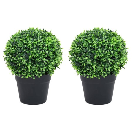 Artificial boxwood plants 2 pcs ball shape green pot 37 cm by vidaXL, artificial flora - Ref: Foro24-336518, Price: 85,90 €, ...