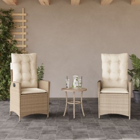 Garden reclining armchairs with beige cushions 2 units PE rattan by vidaXL, Garden chairs - Ref: Foro24-365268, Price: 245,99...