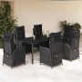 Set de comedor de jardín 7 pzas y cojines ratán sintético negro de vidaXL, Conjuntos de jardín - Ref: Foro24-3213404, Precio:...