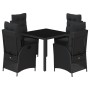 Set de muebles jardín 5 pzas con cojines ratán sintético negro de vidaXL, Conjuntos de jardín - Ref: Foro24-3213321, Precio: ...