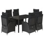 Set de comedor de jardín 7 pzas y cojines ratán sintético negro de vidaXL, Conjuntos de jardín - Ref: Foro24-3213323, Precio:...