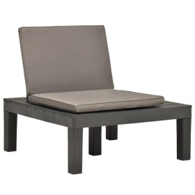 Garden sun lounger with anthracite grey plastic cushion by vidaXL, Garden chairs - Ref: Foro24-48826, Price: 62,59 €, Discoun...