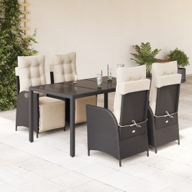 5-teiliges Gartenmöbel-Set mit Kissen synthetisches Rattan schwarz von vidaXL, Gartensets - Ref: Foro24-3213316, Preis: 691,4...