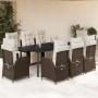 Garden dining set 9 pieces and brown synthetic rattan cushions by vidaXL, Garden sets - Ref: Foro24-3213419, Price: 1,00 €, D...