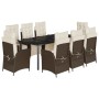 Set comedor para jardín 9 pzas y cojines ratán sintético marrón de vidaXL, Conjuntos de jardín - Ref: Foro24-3213419, Precio:...