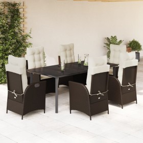 7-piece garden dining set with brown synthetic rattan cushions by vidaXL, Garden sets - Ref: Foro24-3213211, Price: 999,59 €,...