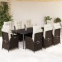 Set comedor para jardín 9 pzas y cojines ratán sintético marrón de vidaXL, Conjuntos de jardín - Ref: Foro24-3213213, Precio:...