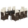 Set comedor para jardín 9 pzas y cojines ratán sintético marrón de vidaXL, Conjuntos de jardín - Ref: Foro24-3213213, Precio:...