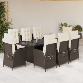 Garden dining set 9 pieces and brown synthetic rattan cushions by vidaXL, Garden sets - Ref: Foro24-3213120, Price: 1,00 €, D...