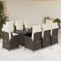 Set comedor para jardín 9 pzas y cojines ratán sintético marrón de vidaXL, Conjuntos de jardín - Ref: Foro24-3213120, Precio:...