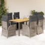 Set comedor jardín 7 pzas y cojines ratán sintético gris de vidaXL, Conjuntos de jardín - Ref: Foro24-3213108, Precio: 929,26...