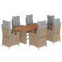 Set comedor de jardín 7 pzas con cojines ratán sintético beige de vidaXL, Conjuntos de jardín - Ref: Foro24-3213148, Precio: ...