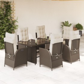 7-teiliges Garten-Esszimmer-Set mit Kissen synthetisches Rattan braun von vidaXL, Gartensets - Ref: Foro24-3213354, Preis: 95...