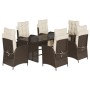 Set comedor de jardín 7 pzas con cojines ratán sintético marrón de vidaXL, Conjuntos de jardín - Ref: Foro24-3213354, Precio:...