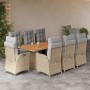 9-teiliges Garten-Esszimmer-Set mit Kissen synthetisches Rattan beige von vidaXL, Gartensets - Ref: Foro24-3213375, Preis: 1,...