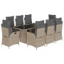 Set comedor de jardín 9 pzas cojines ratán sintético gris claro de vidaXL, Conjuntos de jardín - Ref: Foro24-3213363, Precio:...