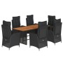 Set de comedor de jardín 7 pzas y cojines ratán sintético negro de vidaXL, Conjuntos de jardín - Ref: Foro24-3213368, Precio:...