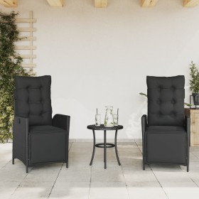 Reclining garden armchairs with footrests, 2 units, black PE rattan by vidaXL, Garden chairs - Ref: Foro24-365289, Price: 259...