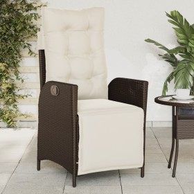 Sillón reclinable de jardín con reposapiés ratán PE marrón de vidaXL, Sillas de jardín - Ref: Foro24-365282, Precio: 139,99 €...