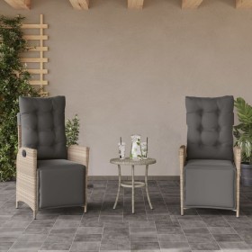 Reclining garden armchair and footrest set, 2 units, light gray PE rattan by vidaXL, Garden chairs - Ref: Foro24-365294, Pric...