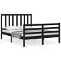 Double bed frame with black solid wood headboard by vidaXL, Beds and slatted bases - Ref: Foro24-3193835, Price: 159,99 €, Di...