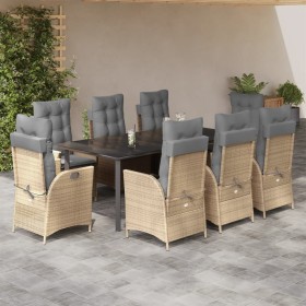 9-teiliges Garten-Esszimmer-Set mit Kissen synthetisches Rattan beige von vidaXL, Gartensets - Ref: Foro24-3213272, Preis: 1,...