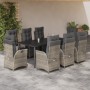 Set comedor de jardín 9 pzas cojines ratán sintético gris claro de vidaXL, Conjuntos de jardín - Ref: Foro24-3213293, Precio:...