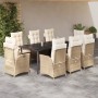 9-teiliges Garten-Esszimmer-Set mit Kissen synthetisches Rattan beige von vidaXL, Gartensets - Ref: Foro24-3213253, Preis: 1,...