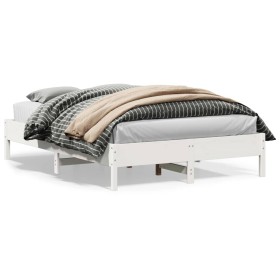 Solid white pine wood bed frame 150x200 cm by vidaXL, Beds and slatted bases - Ref: Foro24-842695, Price: 119,04 €, Discount: %