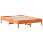 Estructura de cama madera maciza pino marrón cera 150x200 cm de vidaXL, Camas y somieres - Ref: Foro24-842697, Precio: 109,99...