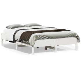 Solid white pine wood bed frame 135x190 cm by vidaXL, Beds and slatted bases - Ref: Foro24-842719, Price: 113,76 €, Discount: %