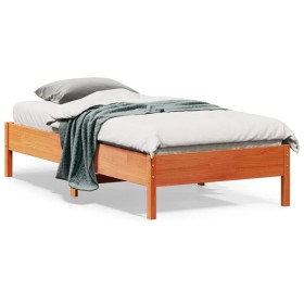 Estructura de cama madera maciza de pino marrón cera 75x190 cm de vidaXL, Camas y somieres - Ref: Foro24-842733, Precio: 81,9...