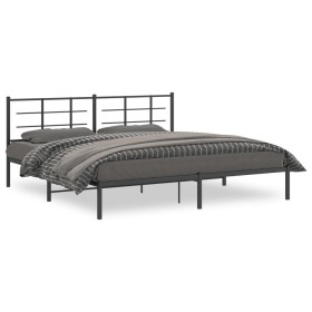 Bettgestell mit schwarzem Metallkopfteil 193x203 cm von vidaXL, Betten und Lattenroste - Ref: Foro24-355567, Preis: 111,99 €,...