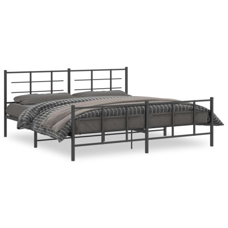 Black metal headboard and footboard bed frame 200x200 cm by vidaXL, Beds and slatted bases - Ref: Foro24-355586, Price: 130,5...