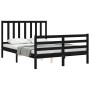 Double bed frame with black solid wood headboard by vidaXL, Beds and slatted bases - Ref: Foro24-3193835, Price: 159,99 €, Di...