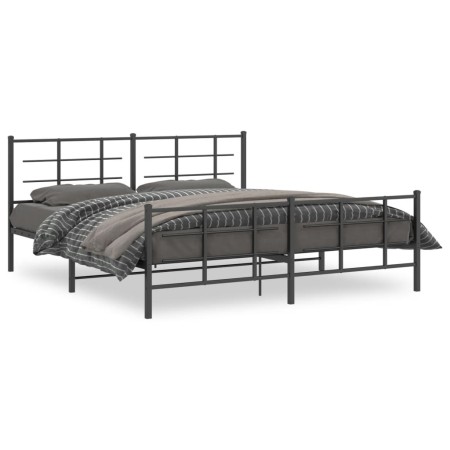 Black metal headboard and footboard bed frame 183x213 cm by vidaXL, Beds and slatted bases - Ref: Foro24-355584, Price: 127,0...