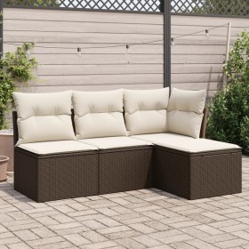 Set mit 4 Gartensofas und -kissen Kunstrattanbraun von vidaXL, Gartensets - Ref: Foro24-3249342, Preis: 239,99 €, Rabatt: %