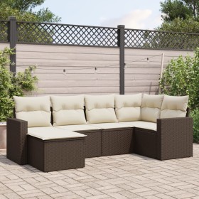 Set aus 6-teiligen Gartensofas und Kissen, synthetisches Rattanbraun von vidaXL, Modulare Sofas für den Außenbereich - Ref: F...