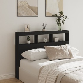 Bed headboard with black LED 140x17x102 cm by vidaXL, Headboards and footboards - Ref: Foro24-839197, Price: 100,99 €, Discou...