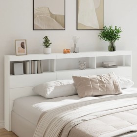 Cabecero de cama con LED blanco 220x17x102 cm de vidaXL, Cabeceros y pies de cama - Ref: Foro24-839224, Precio: 106,99 €, Des...