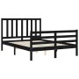 Double bed frame with black solid wood headboard by vidaXL, Beds and slatted bases - Ref: Foro24-3193835, Price: 159,99 €, Di...