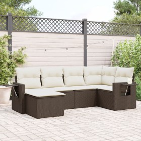 Set of 6 garden sofas and brown synthetic rattan cushions. by vidaXL, Garden sets - Ref: Foro24-3252800, Price: 402,83 €, Dis...