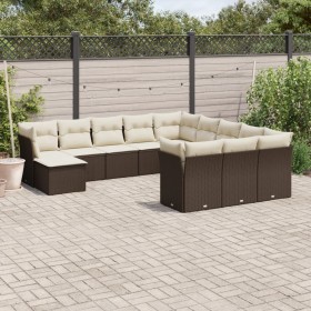 Set of garden sofas and cushions 12 pieces synthetic brown rattan by vidaXL, Garden sets - Ref: Foro24-3250472, Price: 761,73...