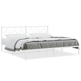 Metal bed frame with white headboard 193x203 cm by vidaXL, Beds and slatted bases - Ref: Foro24-376281, Price: 115,99 €, Disc...